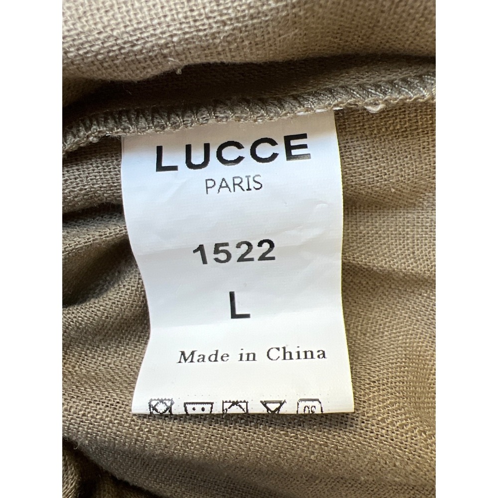 Lucce Paris Pants Womens Tan Linen Blend Wide Leg Ultra Lightweight Airy NWT - Picture 7 of 8